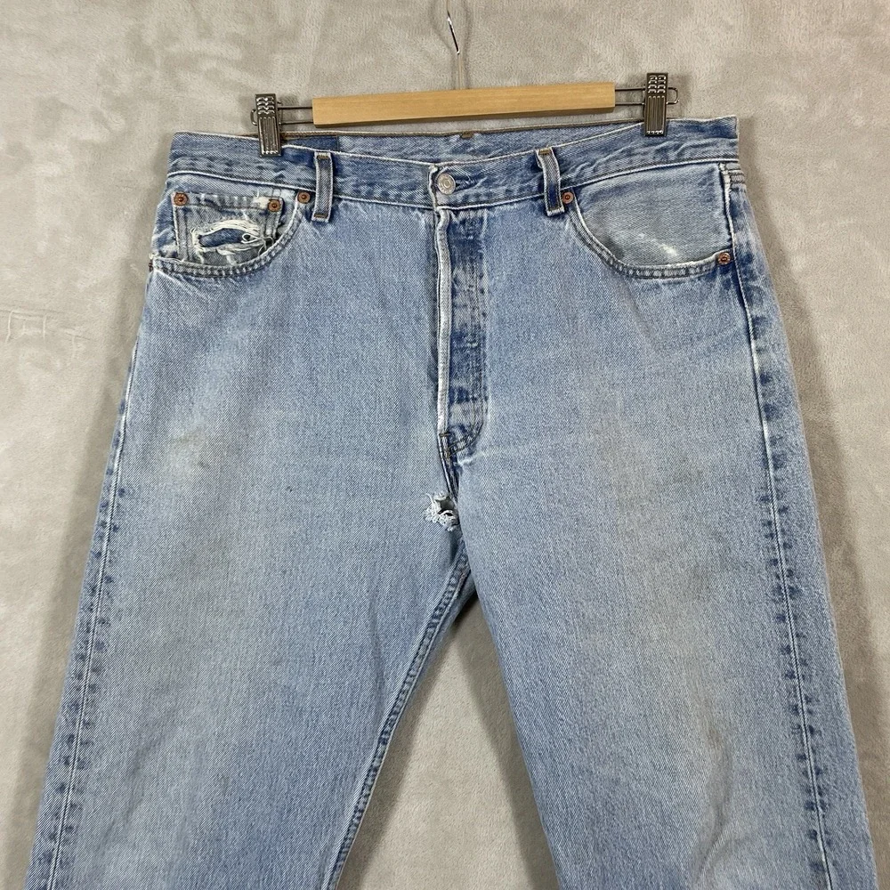 Vtg Levis 501 Jeans Mens 36x32 (fit 34x30) Blue Denim USA Made 90s FLAW READ